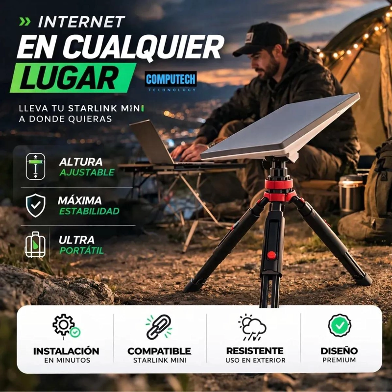 TRIPODE AJUSTABLE PREMIUM PARA STARLINK MINI CON ESTACAS DE ANCLAJE - 2