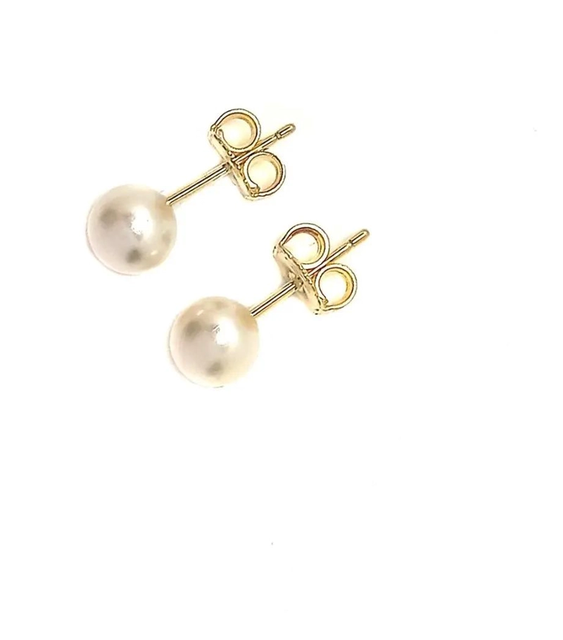 AROS DE PERLA SINTE TICA 6MM ENCHAPADOS EN ORO 18K - 2