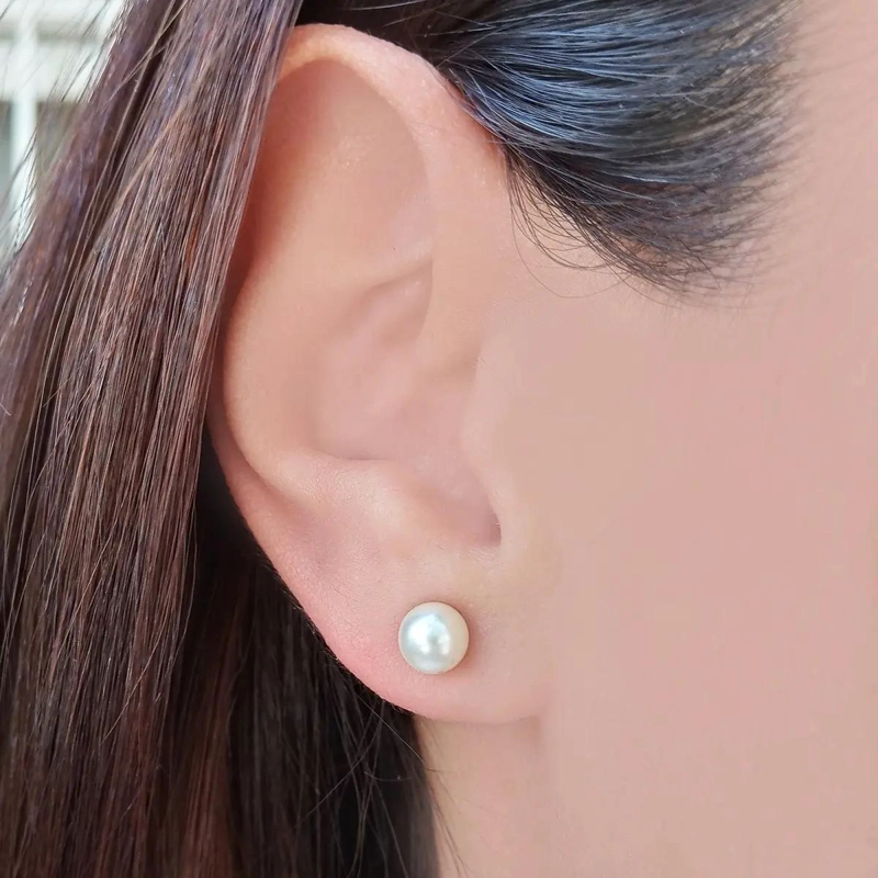 AROS DE PERLA SINTE TICA 6MM ENCHAPADOS EN ORO 18K - 3