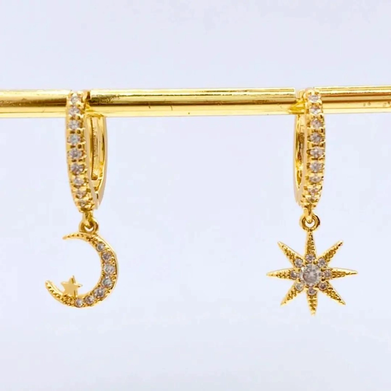 AROS COLGANTES DE LUNA, ESTRELLA Y SOL EN PLATA 925 - 3