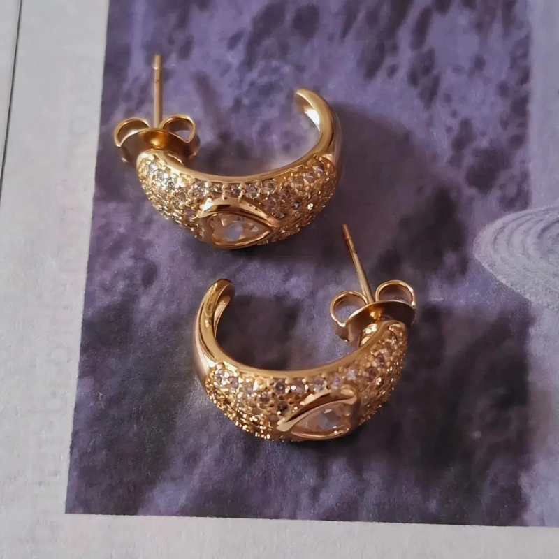 AROS ENCHAPADOS EN ORO ROSADO CON CIRCONES Y CORAZON - 7