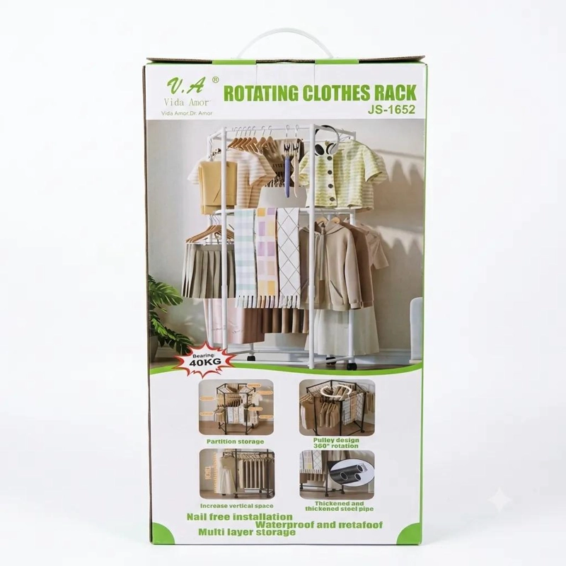 COLGADOR PERCHERO GIRATORIO PARA ROPA CON 6 GANCHOS - 3