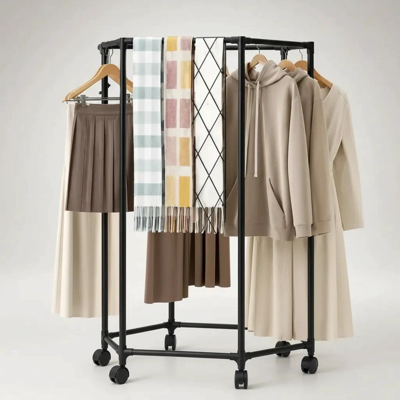 COLGADOR PERCHERO GIRATORIO PARA ROPA CON 6 GANCHOS - 4