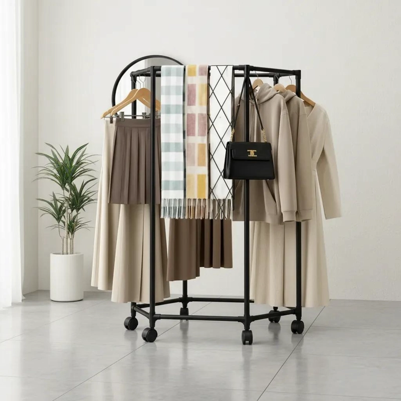 COLGADOR PERCHERO GIRATORIO PARA ROPA CON 6 GANCHOS - 6