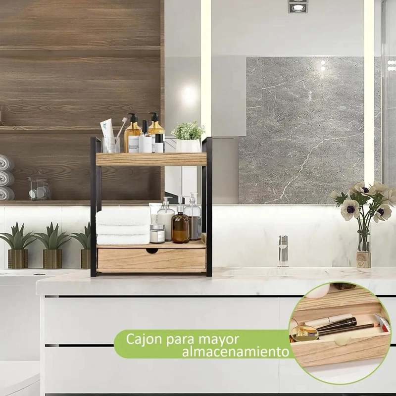ESTANTE ORGANIZADOR 2 NIVELES CON CAJON PARA BAÑO Y COCINA - 7