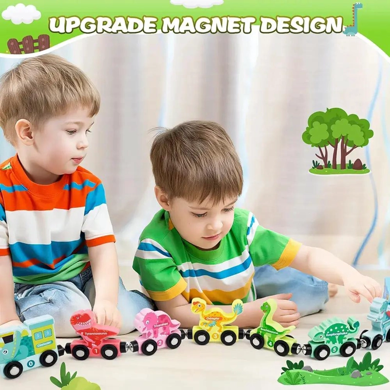 TREN DE DINOSAURIOS DE MADERA PARA APRENDIZAJE INFANTIL - 2