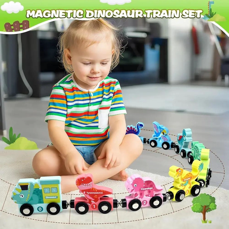 TREN DE DINOSAURIOS DE MADERA PARA APRENDIZAJE INFANTIL - 3
