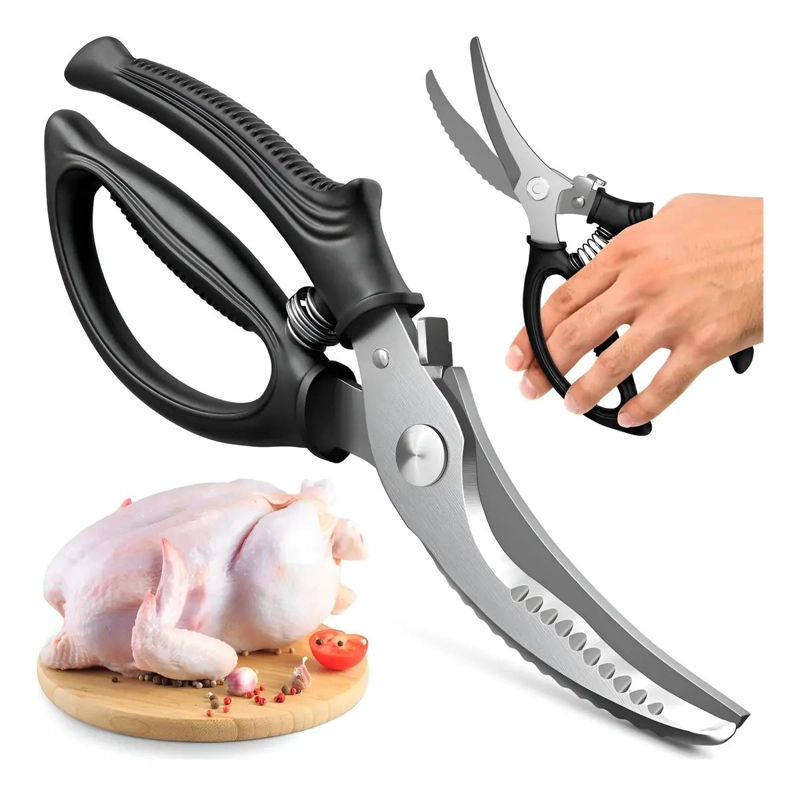 TIJERAS DE ACERO INOXIDABLE PARA CORTAR POLLO PESCADO Y HUESO CON MANGO ERGONF3 - 1