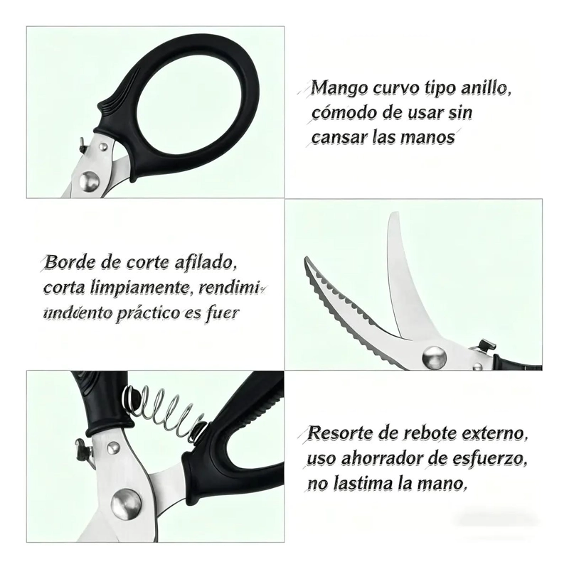 TIJERAS DE ACERO INOXIDABLE PARA CORTAR POLLO PESCADO Y HUESO CON MANGO ERGONF3 - 2