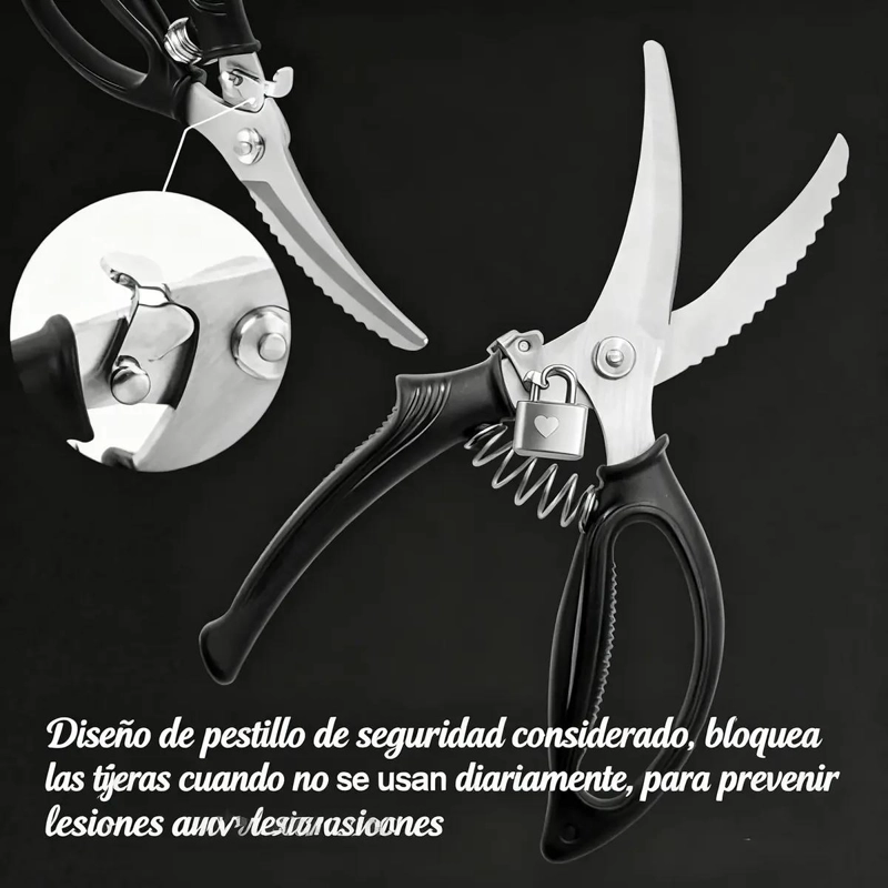 TIJERAS DE ACERO INOXIDABLE PARA CORTAR POLLO PESCADO Y HUESO CON MANGO ERGONF3 - 4