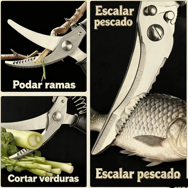 TIJERAS DE ACERO INOXIDABLE PARA CORTAR POLLO PESCADO Y HUESO CON MANGO ERGONF3 - 5
