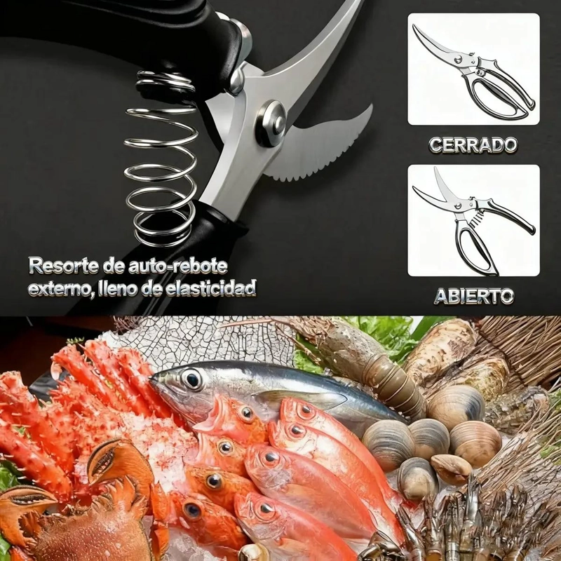 TIJERAS DE ACERO INOXIDABLE PARA CORTAR POLLO PESCADO Y HUESO CON MANGO ERGONF3 - 6