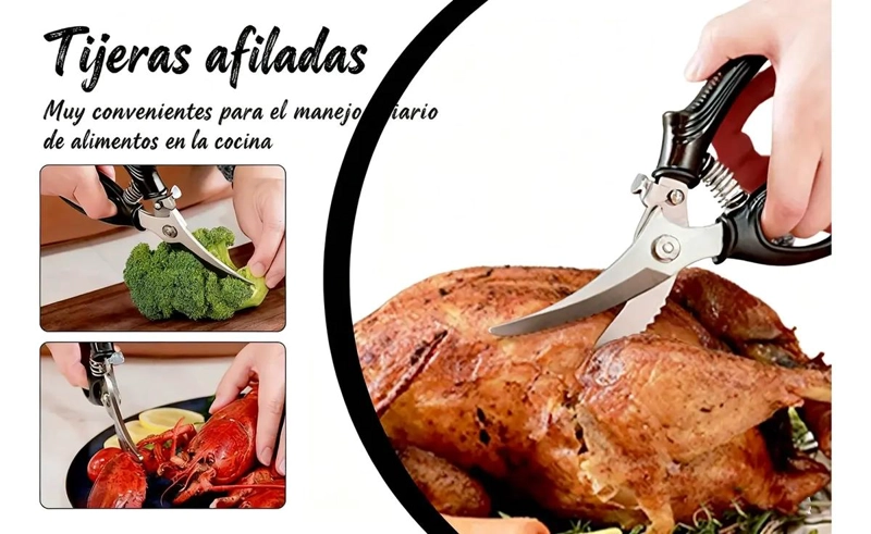 TIJERAS DE ACERO INOXIDABLE PARA CORTAR POLLO PESCADO Y HUESO CON MANGO ERGONF3 - 9