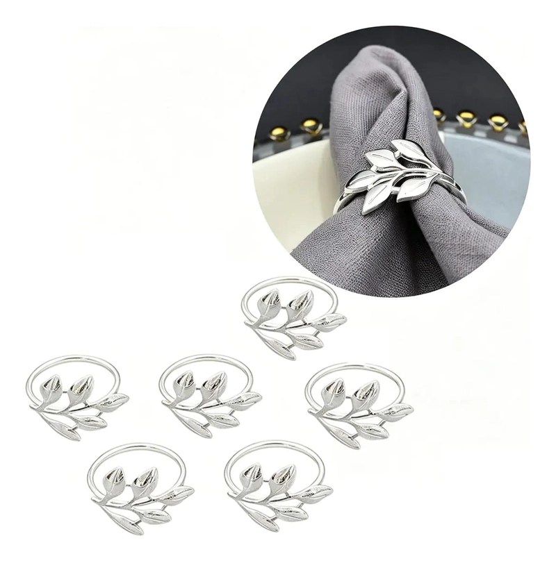 SET DE 6 ANILLOS PARA SERVILLETA CON DISEÑO DE RAMITAS - 1