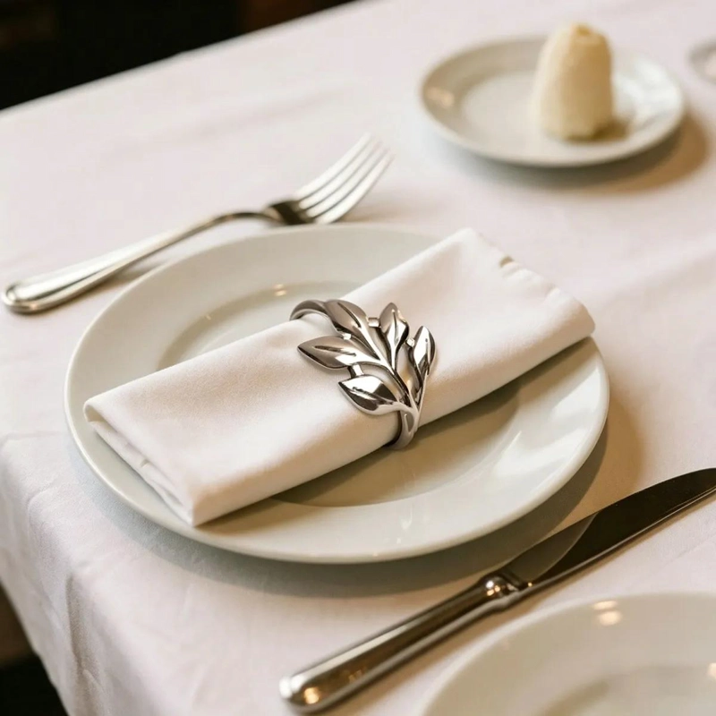 SET DE 6 ANILLOS PARA SERVILLETA CON DISEÑO DE RAMITAS - 4