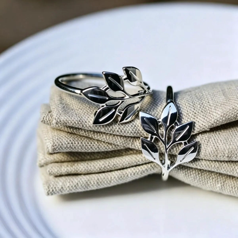 SET DE 6 ANILLOS PARA SERVILLETA CON DISEÑO DE RAMITAS - 5