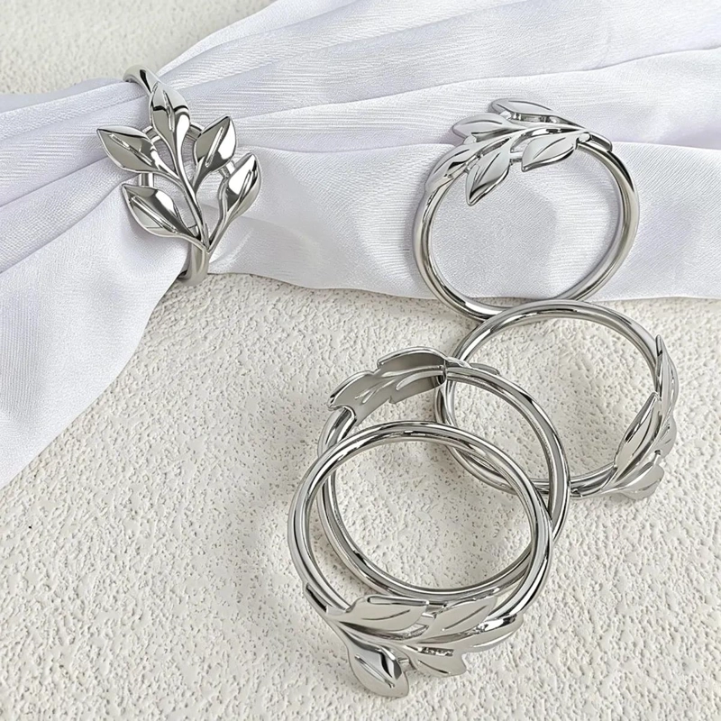 SET DE 6 ANILLOS PARA SERVILLETA CON DISEÑO DE RAMITAS - 7