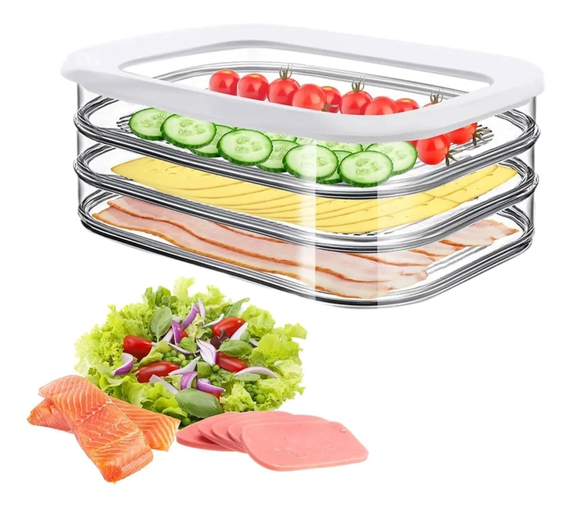 CONTENEDOR DE ALMACENAMIENTO APILABLE CON TRES NIVELES - 1