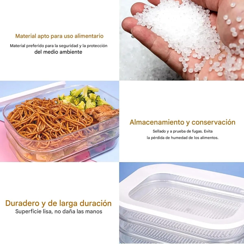 CONTENEDOR DE ALMACENAMIENTO APILABLE CON TRES NIVELES - 2