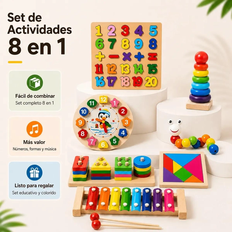 SET EDUCATIVO DE APRENDIZAJE PREESCOLAR CON 8 PIEZAS DIDACTICAS - 2