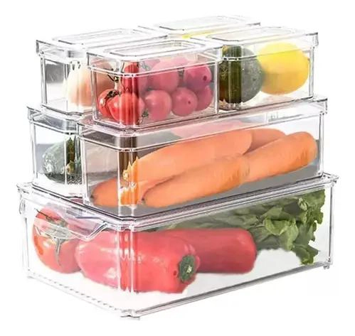 SET DE 7 CAJAS ORGANIZADORAS TRANSPARENTES PARA REFRIGERADOR - 1