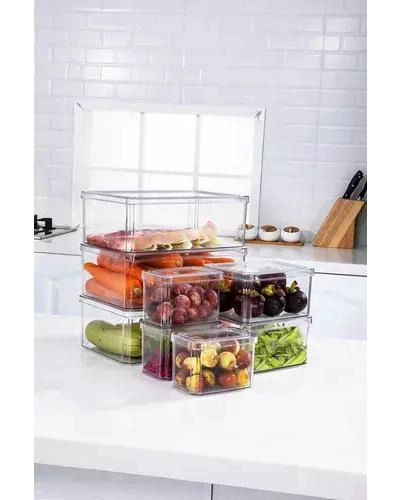 SET DE 7 CAJAS ORGANIZADORAS TRANSPARENTES PARA REFRIGERADOR - 7