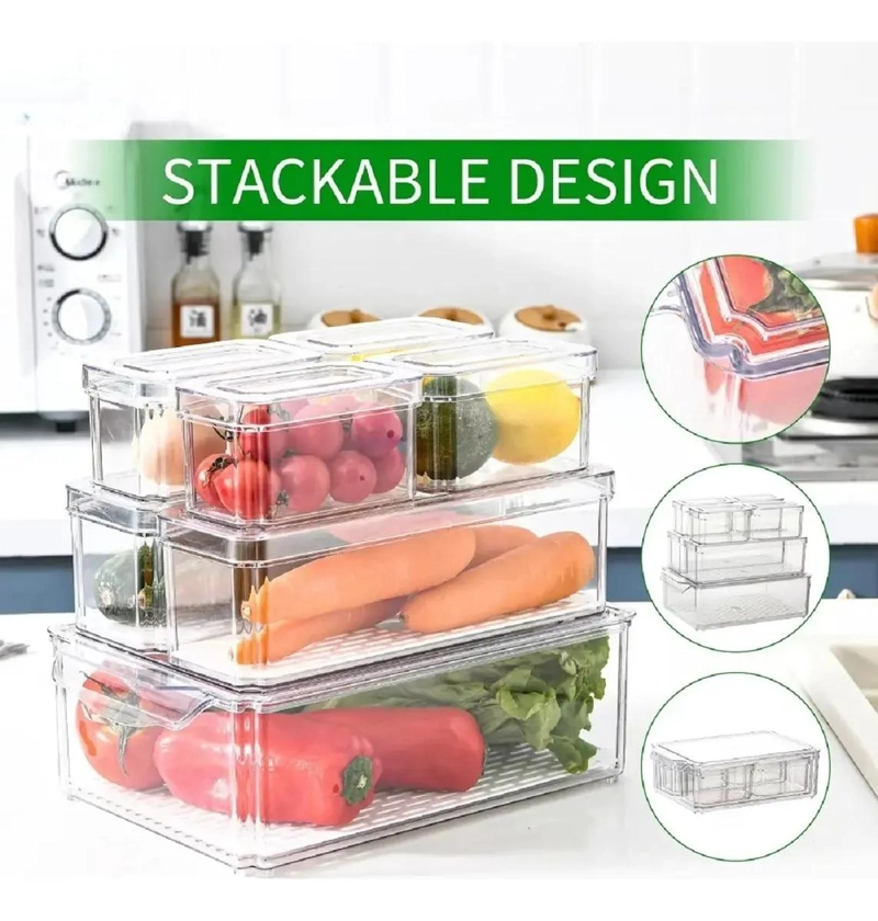 SET DE 7 CONTENEDORES APILABLES PARA REFRIGERADOR - 3