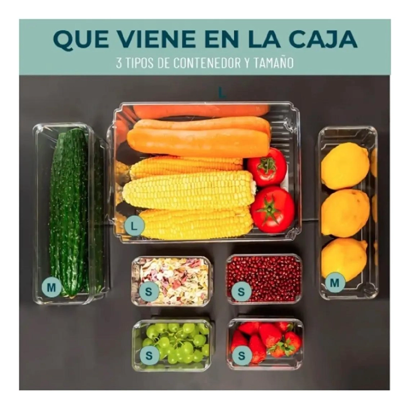 SET DE 7 CONTENEDORES APILABLES PARA REFRIGERADOR - 5