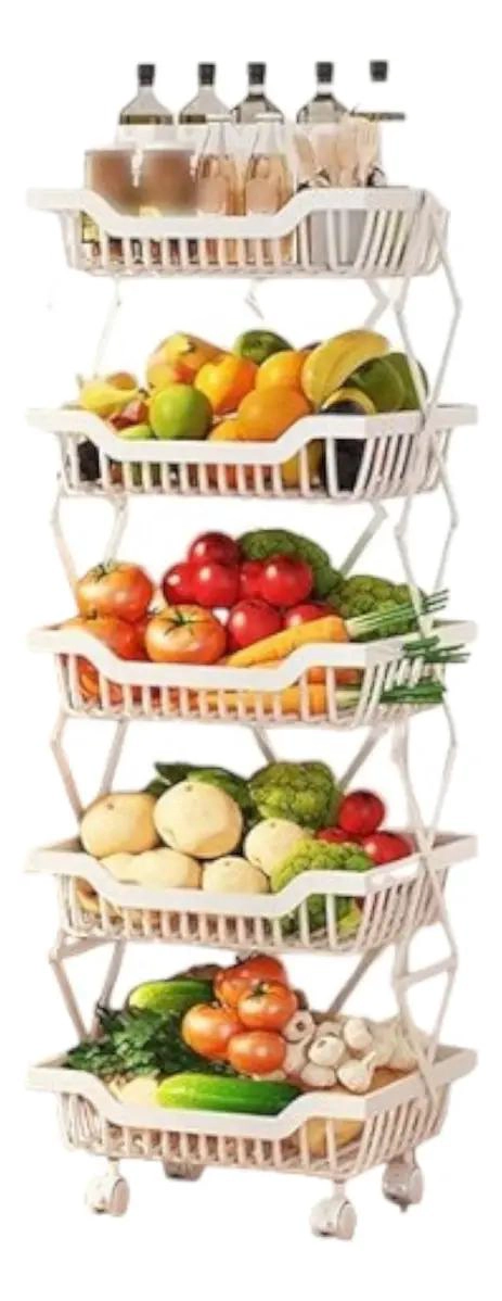 CANASTO ORGANIZADOR DE FRUTAS Y VERDURAS 5 NIVELES - 1