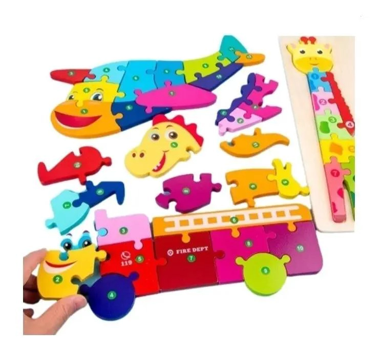 PACK DE 3 PUZZLES DE MADERA 3D PARA NIÑOS - 1