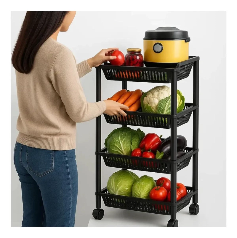 CARRITO ORGANIZADOR VERTICAL DE 4 NIVELES CON RUEDAS - 1
