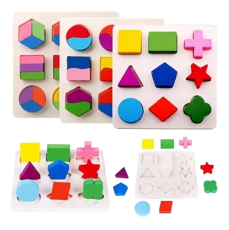 ROMPECABEZAS DE MADERA 3D PARA NIÑOS CON FORMAS GEOME TRICAS - 1