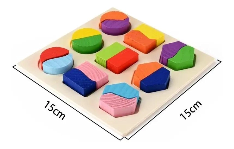 ROMPECABEZAS DE MADERA 3D PARA NIÑOS CON FORMAS GEOME TRICAS - 5