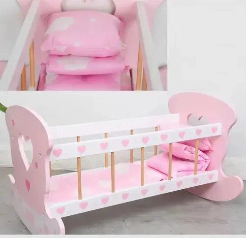 CUNA DE MADERA ROSADA PARA JUGUETES DIDACTICOS - 6