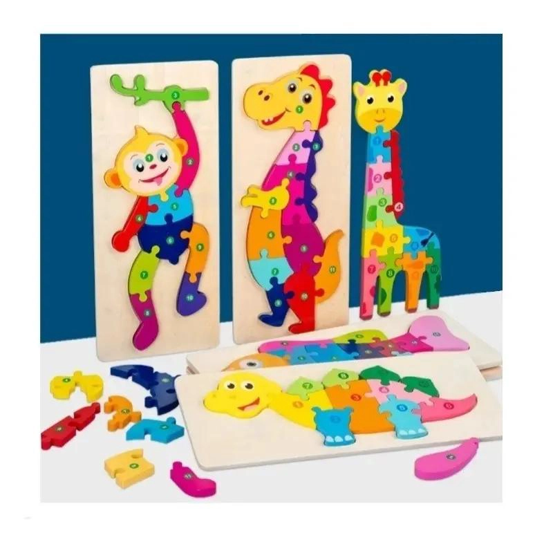 KIT DE 3 PUZZLES DE MADERA 3D PARA NIÑOS - 2