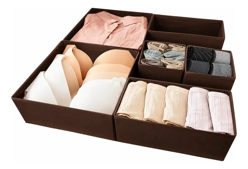 SET DE 6 ORGANIZADORES DE TELA PARA ROPA INTERIOR EN CAJONES - 1