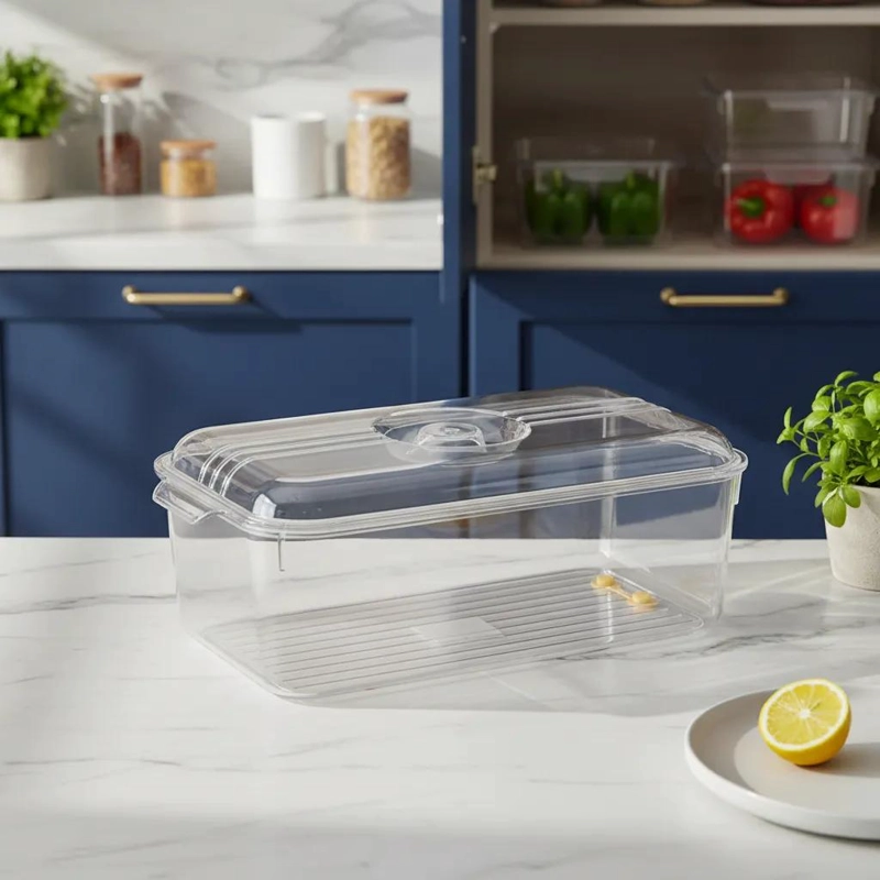 ORGANIZADOR ACRILICO RECTANGULAR CON TAPA PARA ALMACENAMIENTO - 1