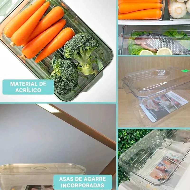 ORGANIZADOR ACRILICO RECTANGULAR CON TAPA PARA ALMACENAMIENTO - 3