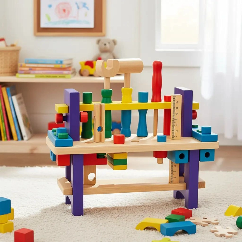 CAJA DE HERRAMIENTAS DE MADERA PARA NIÑOS, JUGUETE EDUCATIVO - 2