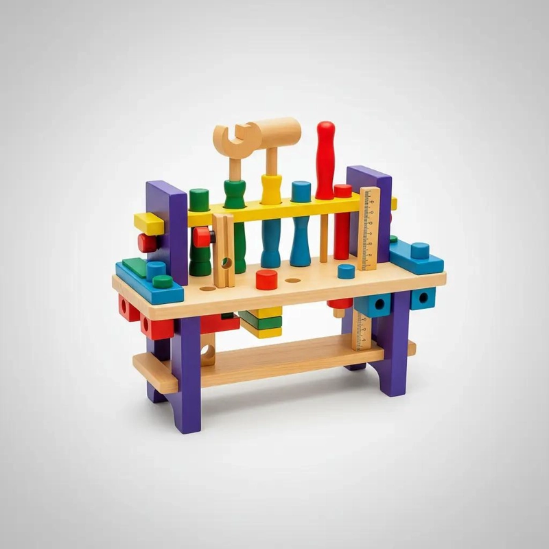 CAJA DE HERRAMIENTAS DE MADERA PARA NIÑOS, JUGUETE EDUCATIVO - 4