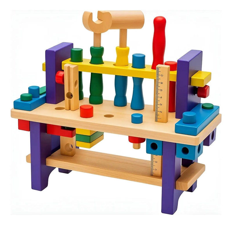 CAJA DE HERRAMIENTAS DE MADERA PARA NIÑOS, JUGUETE EDUCATIVO - 6