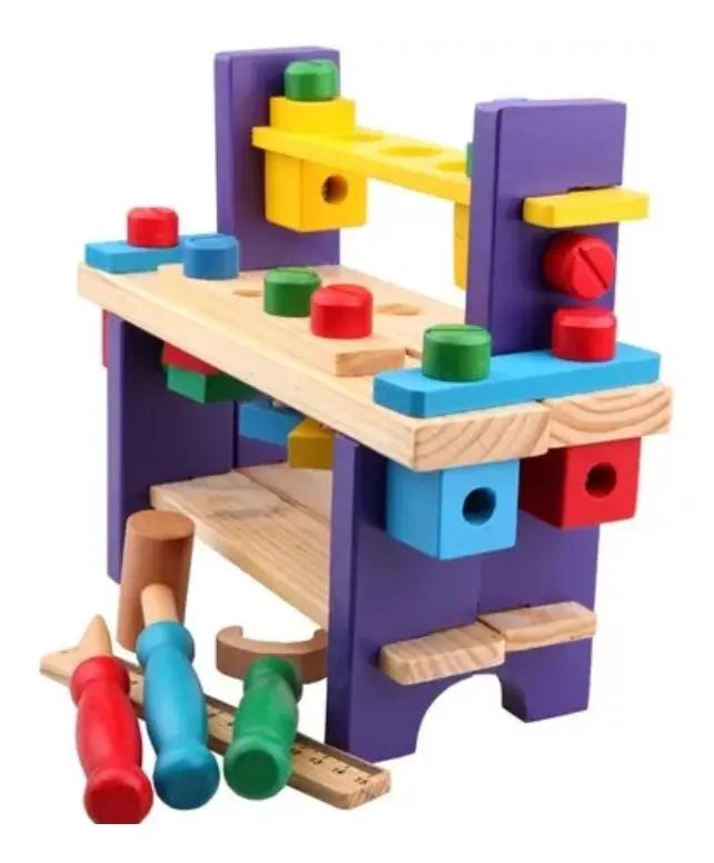 CAJA DE HERRAMIENTAS DE MADERA PARA NIÑOS, JUGUETE EDUCATIVO - 8