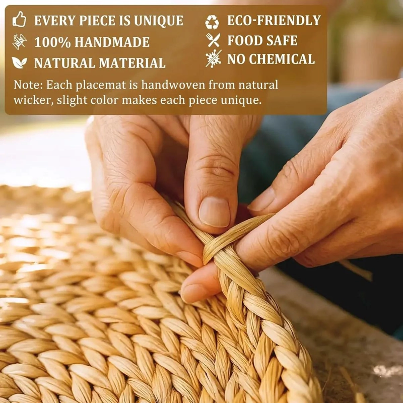SET DE 12 MANTELES INDIVIDUALES DE YUTE TEJIDO NATURAL - 8