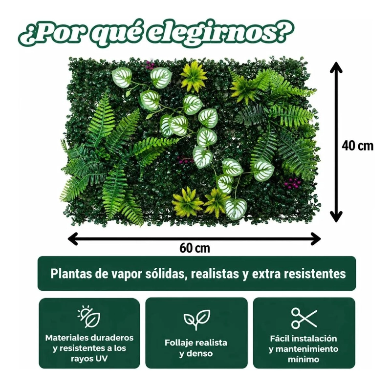MURO VERTICAL ARTIFICIAL DE PLANTAS PARA DECORACION INTERIOR Y EXTERIOR - 3