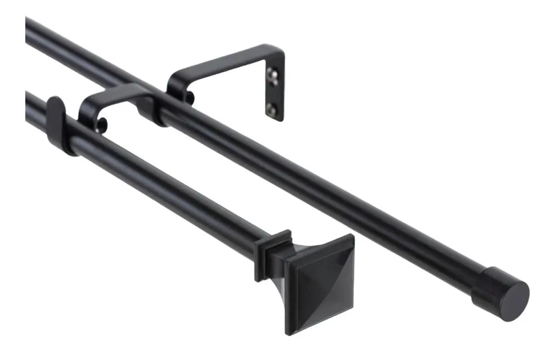 SET EXTENSIBLE DE METAL PARA CORTINAS 120-200 CM COLOR NEGRO - 1