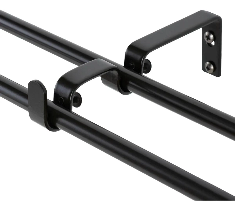 SET EXTENSIBLE DE METAL PARA CORTINAS 120-200 CM COLOR NEGRO - 2