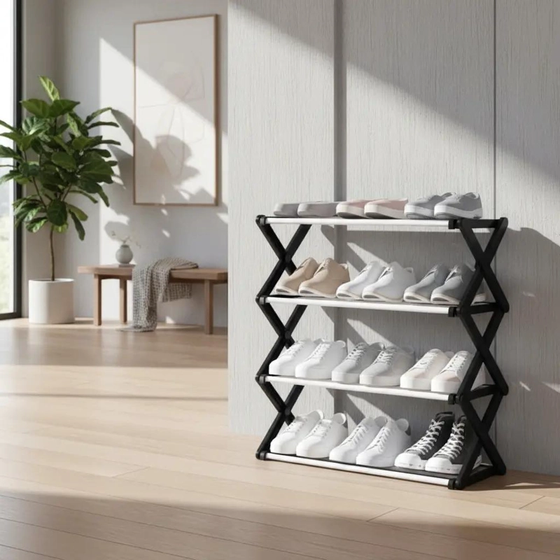 ZAPATERA PLEGABLE ORGANIZADOR DE 4 NIVELES PARA 12 PARES - 1
