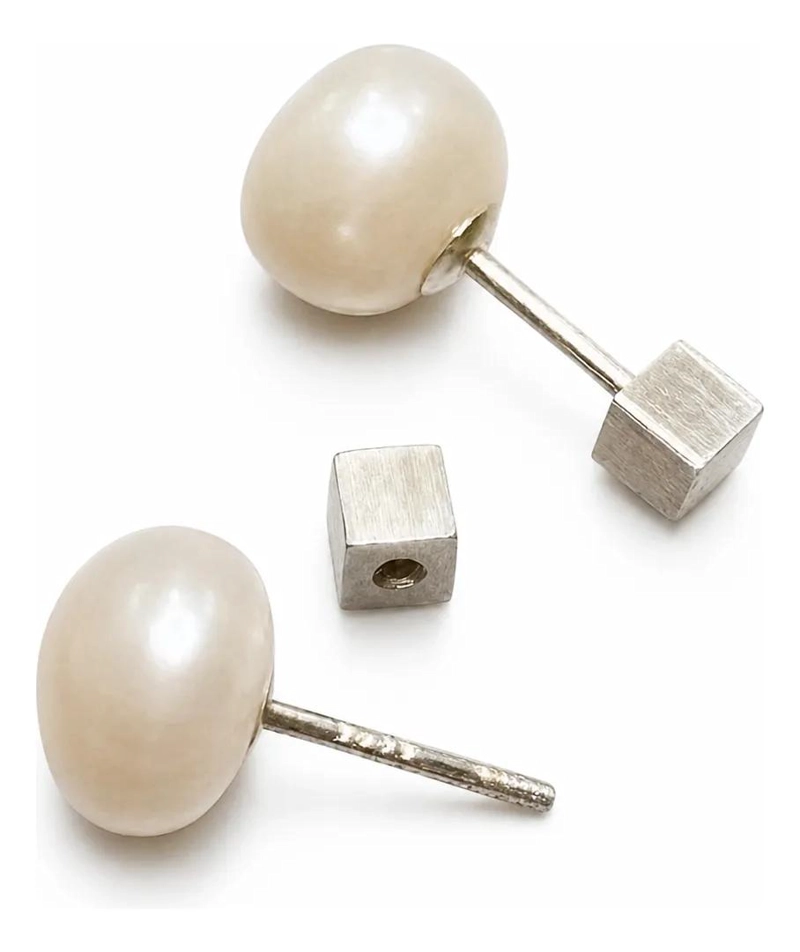 AROS DE PERLA ACHATADA NATURAL EN PLATA 925 DE 7 MM - 6