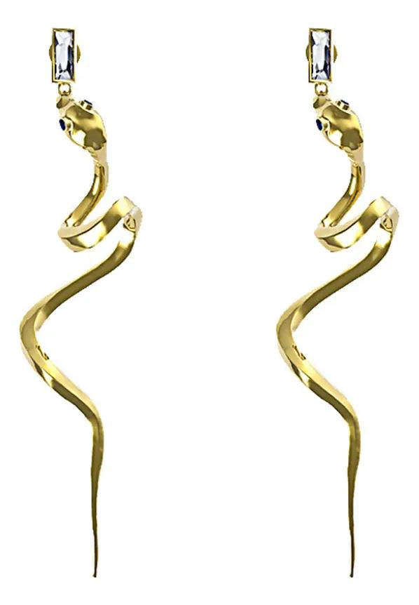 AROS LARGOS EN FORMA DE SERPIENTE CON ACABADO DORADO - 1