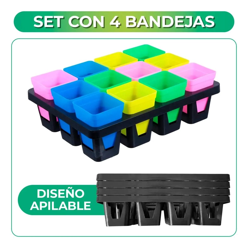 BANDEJA ORGANIZADOR PARA 12 MACETAS COMPACTAS Y FUNCIONALES - 2